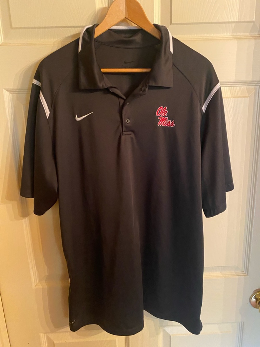 Nike Black Polo with White Trim and Red Ole Miss Script